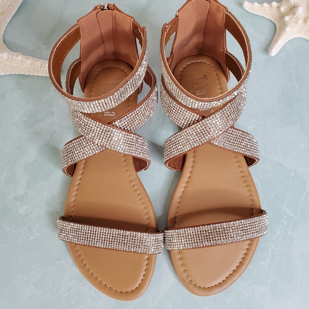 NEW Joni Cognac Gladiator Rhinestone Sandal - Picture 5 of 8